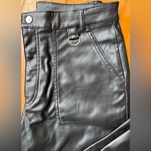 H&M Black Divided Faux Leather Jogger Pants Size 10